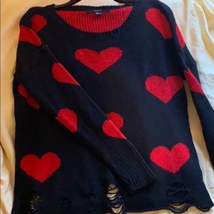 Forever 21 Distressed heart sweater
